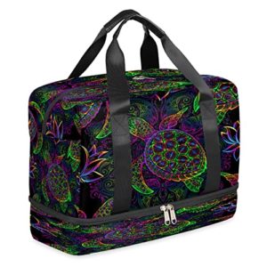 Turtle Lotus Mandala Sports Tote Gym Bag