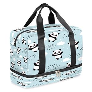 Panda Sports Tote Gym Bag with Wet Pocket & Shoes Compartment