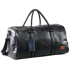 Leather Travel Duffel Bag With Shoe Pouch