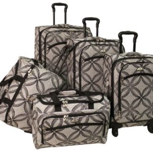 American Flyer Luggage Silver Clover 5 Piece Set Spinner