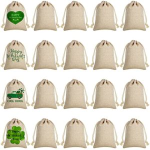 20 Pieces St. Patrick's Day Sublimation Burlap Bags