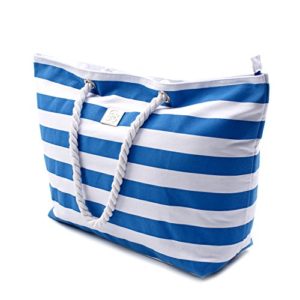 Large Canvas Striped Beach Bag