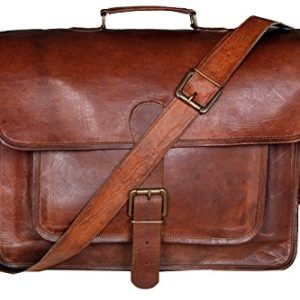 Brown ero 16 Inch Retro Buffalo Hunter Leather Laptop Messenger Bag