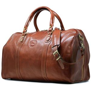 Cenzo Duffle Vecchio Brown Italian Leather Weekender Travel Bag