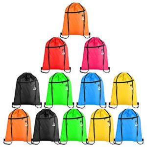 KUUQA 12Pcs Drawstring Bags with Zipper Pocket