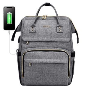 Grey Laptop Backpack Computer Purse Work Bag
