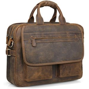 Jack&Chris Men's Handmade Leather Briefcase