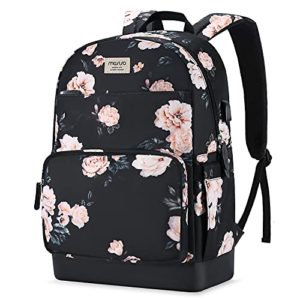 Black Laptop Backpack with Luggage Strap & USB Charging Port
