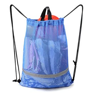 Large Bag Mesh Drawstring with Zipper Pocket