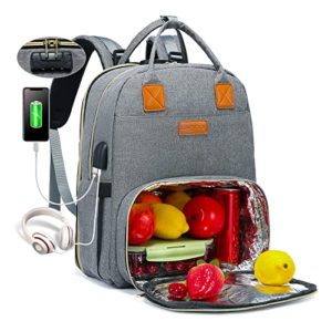 Grey 15.6 inch Laptop Backpack with Lock