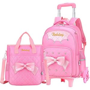 2 in 1 Girls Rolling Backpack Trolley School Bags
