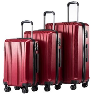 Coolife Luggage Expandable Suitcase PC+ABS 3 Piece Set