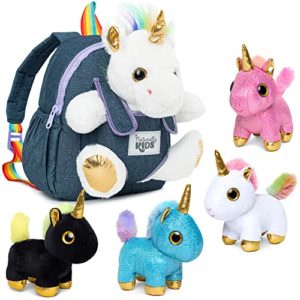 Naturally KIDS Unicorn Plush Toys Set 4 w Backpack