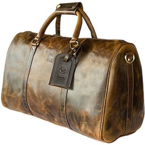 Handmade 30L Leather Duffle Bag, Top Grain Leather