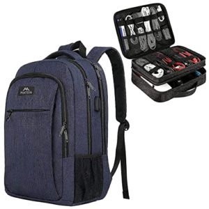 Matein Laptop Backpack & Electronics Organizer Bundle