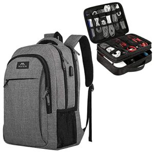 Matein Travel Laptop Backpack & Electronics Organizer Bundle