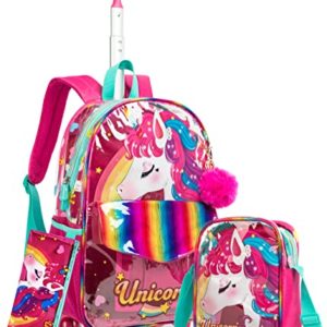 Unicorn Rolling Backpack for Girls