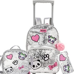 Girls Rolling Backpack Sequin Rolling Backpacks with Wheels