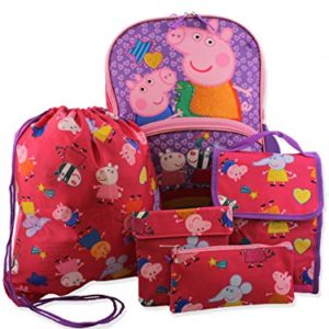 Peppa Pig Girls 5 piece Backpack and Lunch Bag