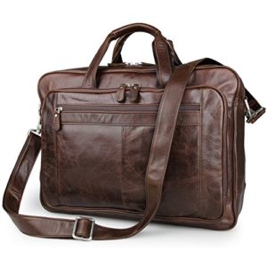 BAIGIO Men's Leather 17" Laptop Business Briefcase