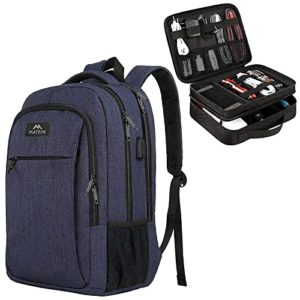 Matein Laptop Backpack & Electronics Travel Organizer Bundle