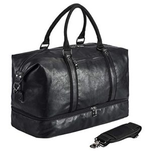 Travel Bag Leather with Shoe Pouch