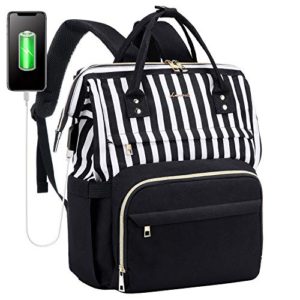 Stripe Black Laptop College Backpack