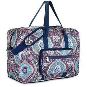 Green Floral Carry On Travel Duffle Bag