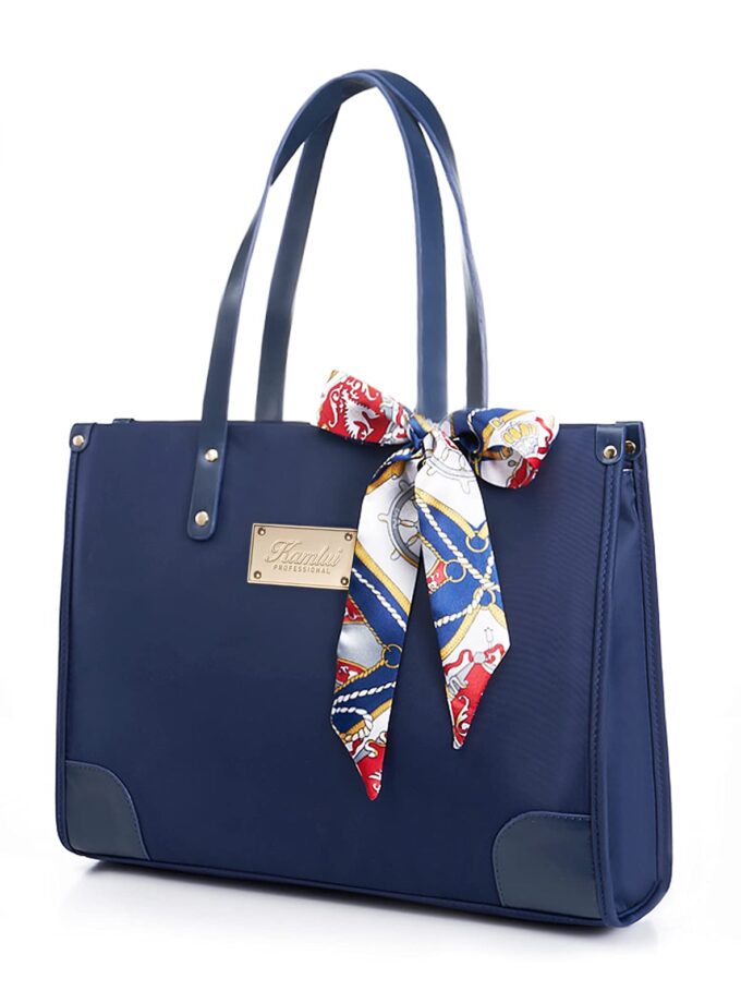 Blue 15.6 inch Laptop Leather Tote Bag