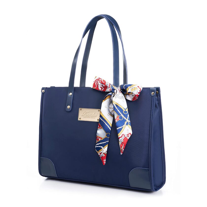 Blue 15.6 inch Laptop Leather Tote Bag