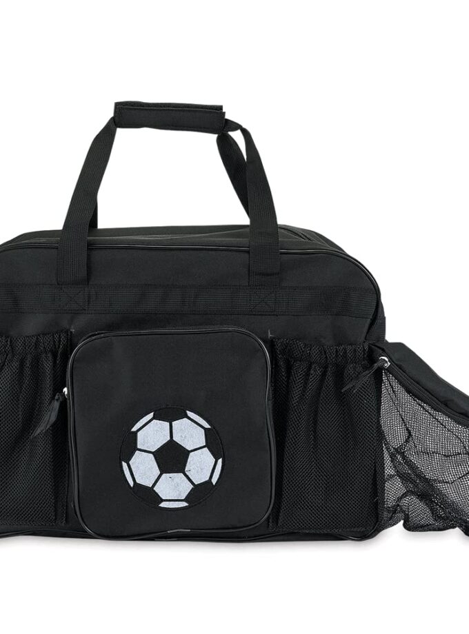 Black Soccer Kids Personalized Medium Duffel Bag