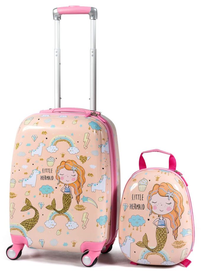 GYMAX 2Pc Kid Carry On Luggage Set