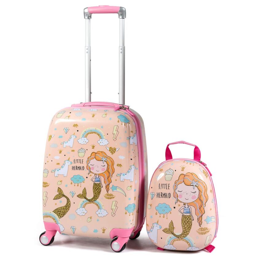 GYMAX 2Pc Kid Carry On Luggage Set