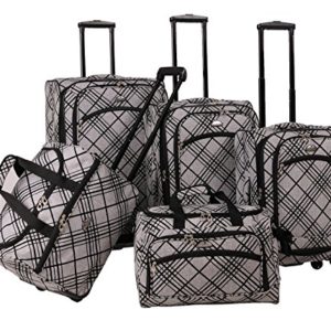 American Flyer Silver Stripes 5-Piece Spinner Luggage Set
