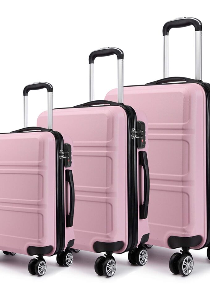 Kono Luggage Sets 3 Pieces with 8 spinner wheels 360°