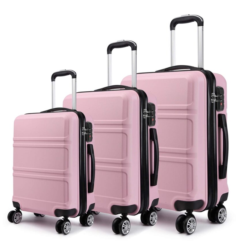 Kono Luggage Sets 3 Pieces with 8 spinner wheels 360°