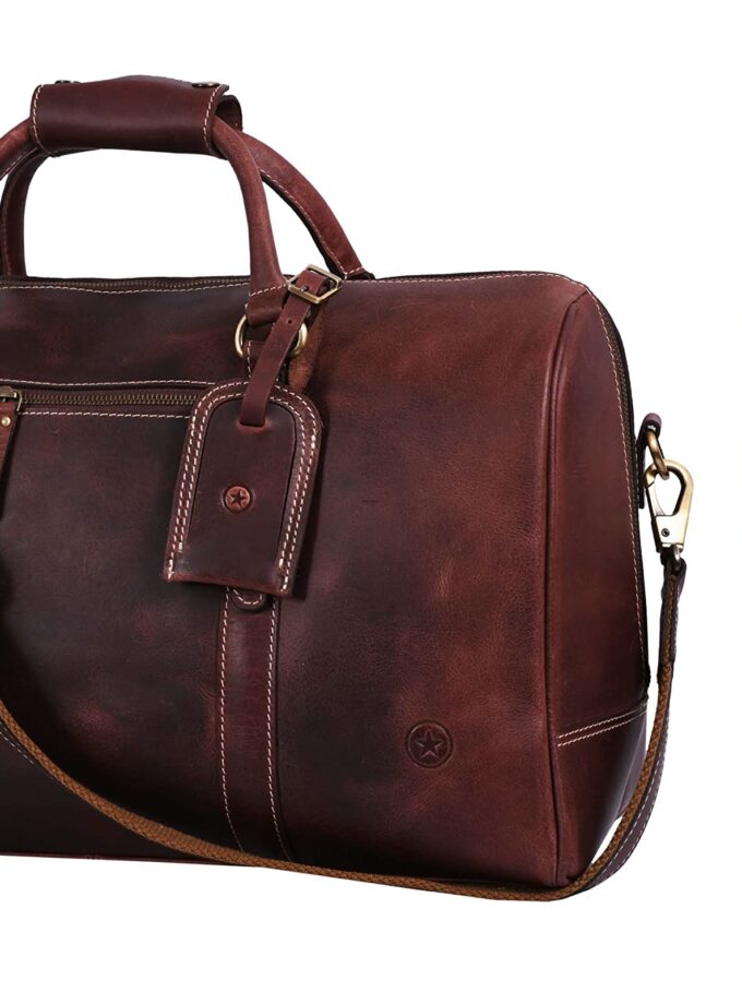 Leather Travel Duffle Bag with Wallet and One Size Belt