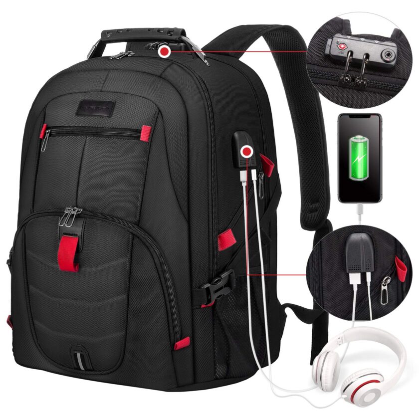 Backpack with Lock and USB Charging Port Large
