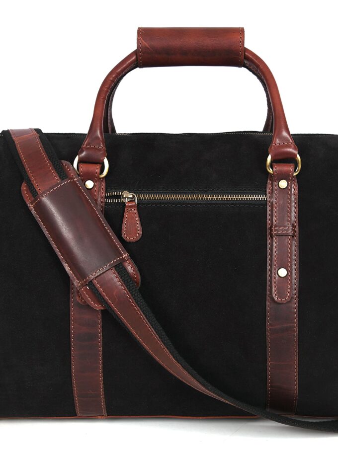 Leather Suede Travel Duffle Bag with Toiletry Dopp Kit