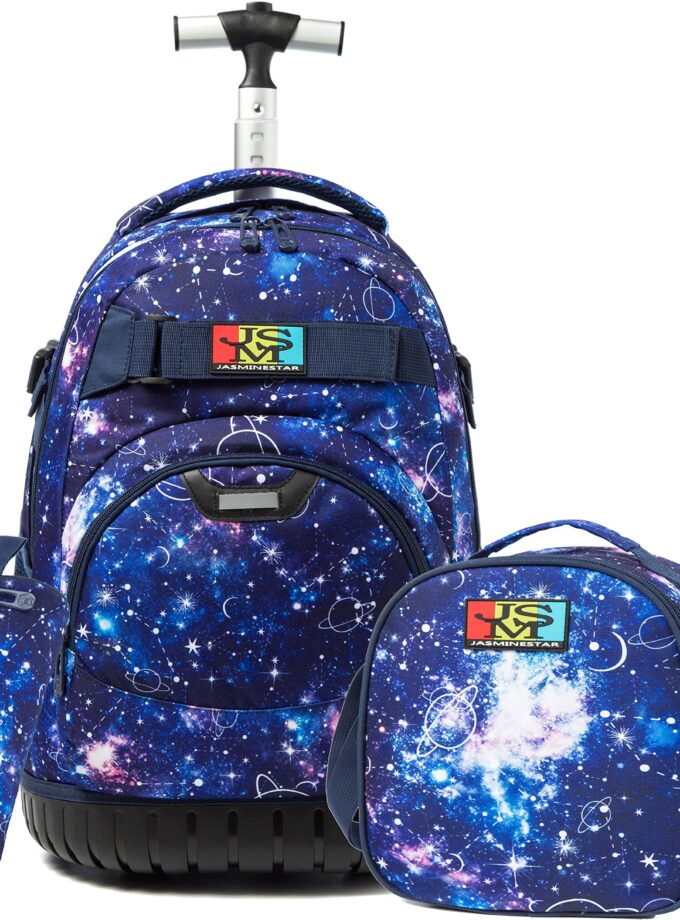 Girls Boys Rolling Backpack Kids Backpack with Lunch Box