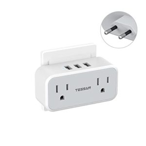 US to Europe Power Adaptor with 2 Outlets 3 USB Charger