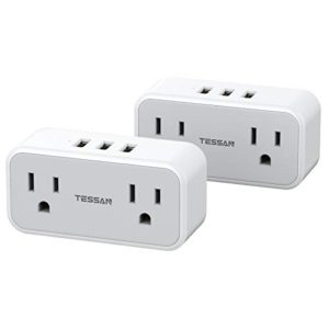 TESSAN 2-Pack Outlet Splitter Electrical Double Plug