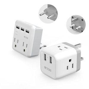 US to UK Plug Adapter + TROND European Travel Plug Adapter