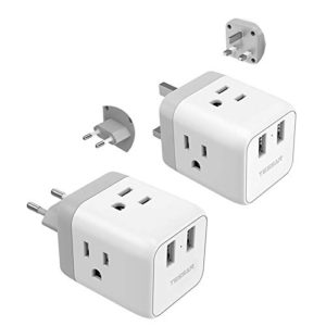 TESSAN Europe UK Power Adapter with 3 US Outlets