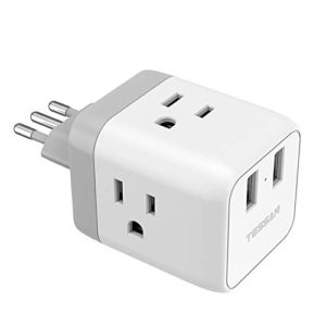 TESSAN US to Italy Plug Adapter with 2 USB