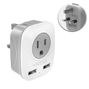 UK Ireland Travel Plug Adapter, VINTAR International Power Adaptor with 2 USB, 4 in 1 Outlet Adaptor for USA to British England Scotland Irish London Hong Kong (Type G)