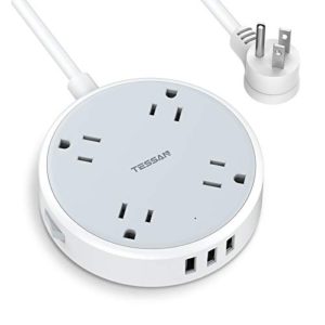 TESSAN Extension Cord with 4 Wide Spaced Outlets and 3 USB Ports