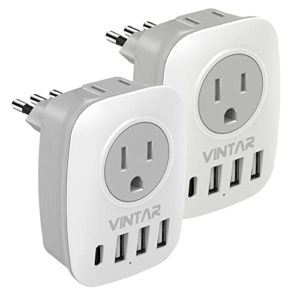 VINTAR 3 Prong Grounded Plug with 3 USB and 2 American Outlets
