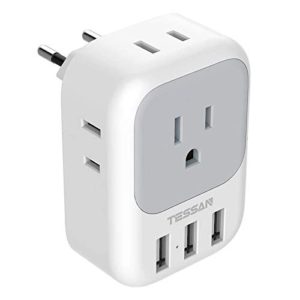 TESSAN International Travel Power Plug with 4 AC Outlets 3 USB Ports