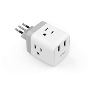 TROND US to Italy Travel Power Adapter with 2 USB Ports